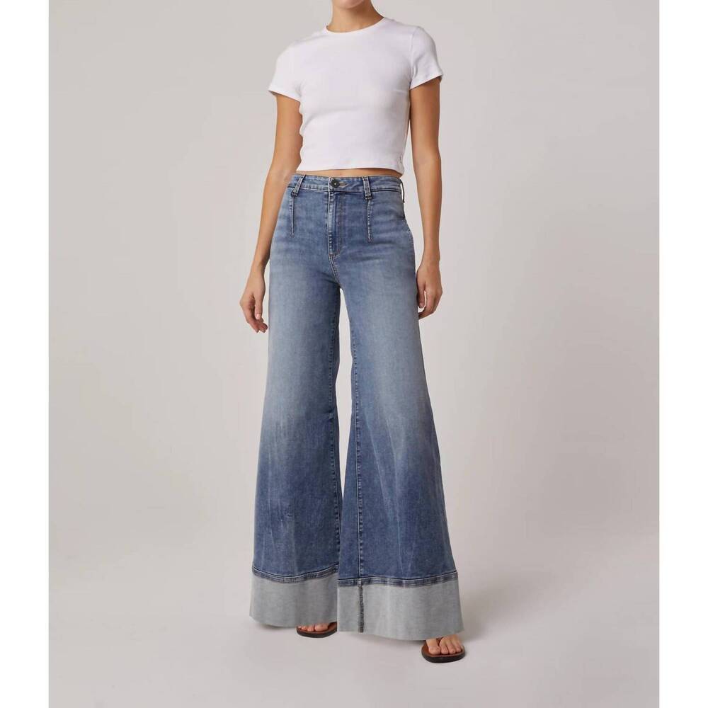NEW EDYSON steve high rise wide leg jeans in medium nona wash